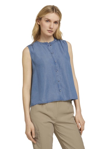 Blouse Top Denim Look