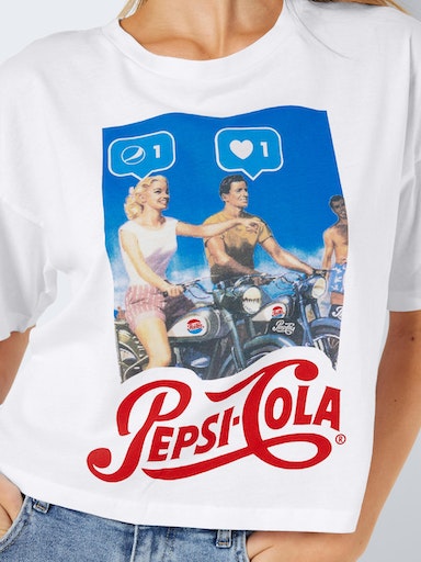 Nmamy S/S O-Neck Semi Crop Pepsi Te