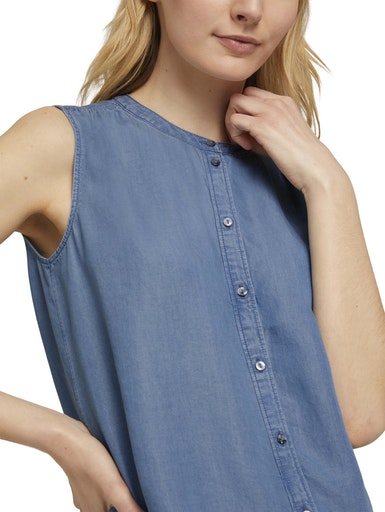 Blouse Top Denim Look